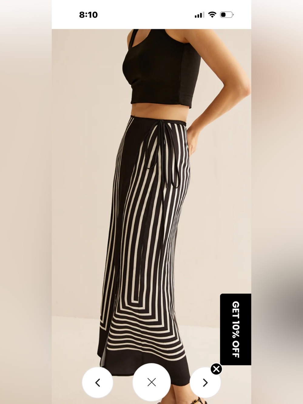 Commense Black and White Striped Maxi Skirt